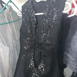 Lace black mini dress